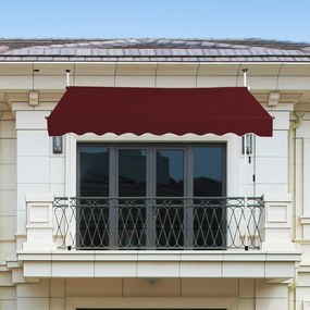 Toldo Exterior Terraço varanda 200 x 125 cm  Altura Ajustável 2-3 m com Manivela e Resistente às Intempéries Cor de Vinho