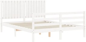 Estrutura de cama com cabeceira 160x200 cm madeira maciça