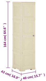 Armário de plástico 40x43x164 cm design de madeira branco nata
