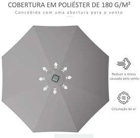 Chapéu de Sol de Jardim Ø265x240 cm Chapéu de Sol de Terraço com Luzes