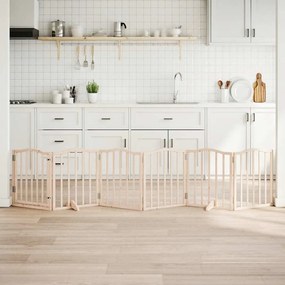 vidaXL Portão para cães com porta dobrável 6 painéis 300 cm álamo