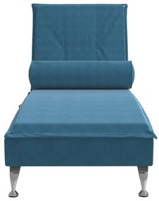Chaise lounge de massagem com rolo veludo azul