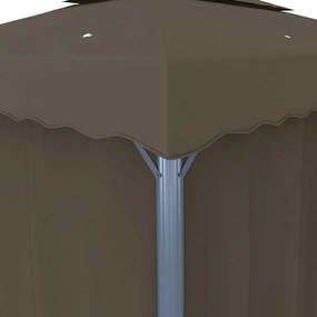 Gazebo com cortinas e cordões de luzes LED 3x3 m cinza-acastan.