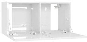 Móveis de TV para parede 2 pcs 60x30x30 cm branco brilhante