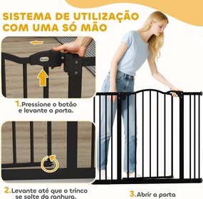 Barreira de Segurança para Cães com Largura Ajustável 74-100 cm e Extensões para Escadas e Portas Preto