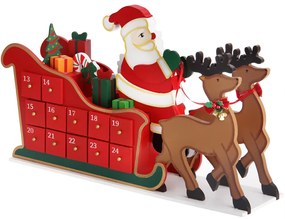 Calendário do Advento com trenó em madeira 52 x 13 x 31 cm Multicolorido