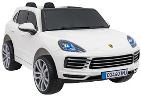 Carro elétrico para Crianças 12V Porsche Cayenne S Rodas de EVA, Assento de couro Branco Pintado