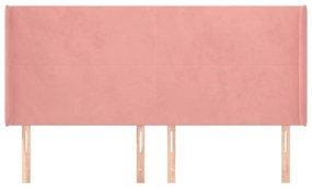 Cabeceira cama c/ abas veludo 163x16x118/128 cm rosa