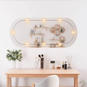 Espelho de parede oval com luzes LED 45x100 cm vidro