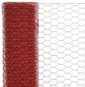 Cerca arame galinheiro 25x0,5m aço c/ revestimento PVC vermelho