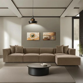 Sofá de Canto Sora – Castanho – 350x65x190 cm