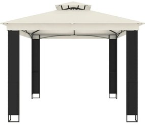 Gazebo com telhado duplo 3,94x2,96 m aço creme