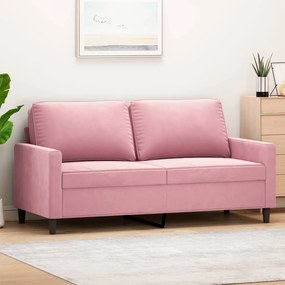 Sofá de 2 lugares veludo 140 cm rosa