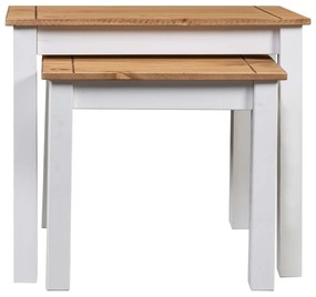 Mesas de encastrar 2 pcs madeira de pinho maciça Panama branco