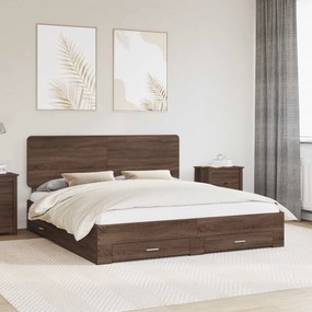 vidaXL Estrutura da Cama com cabeceira Carvalho Marrom 180 x 200 cm