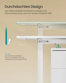 Secretária eletrica com altura ajustável  60 x 140 x (72-120) cm Branco 
