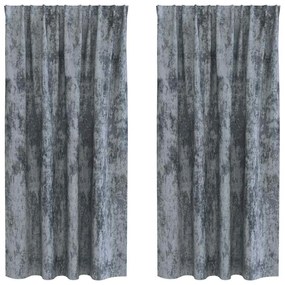 Cortinas de Veludo 2 peças com Ilhós Cinza Claro 175 x 140 cm