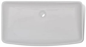 Lavatório com torneira misturadora cerâmica retangular branco