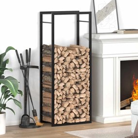350306 vidaXL Suporte para lenha 50x28x132 cm aço preto mate
