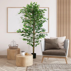 Planta Figueira Artificial com Tronco Realista 180 cm  Vaso e 1260 Folhas Decoração para Casa Verde