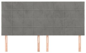 Cabeceira de cama 4 pcs veludo 80x5x78/88 cm cinzento-claro