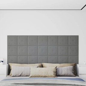 Painel parede 12 pcs 30x30cm couro artificial 1,08 m² cinza