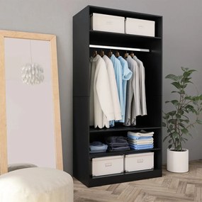 800226 vidaXL Roupeiro 100x50x200 cm contraplacado preto