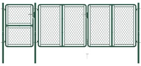 vidaXL Portão de jardim 125x395 cm aço verde