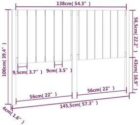 Cabeceira de cama 145,5x4x100 cm pinho maciço castanho mel