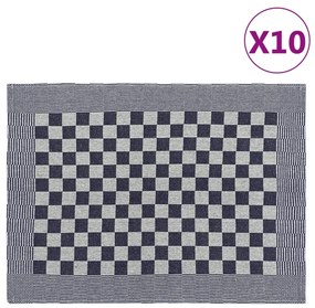 Panos de cozinha 10 pcs 50x70 cm algodão azul e branco