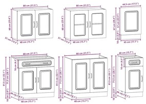 7 peças armário de cozinha conjunto Kalmar branco brilhante