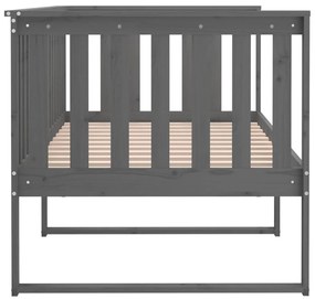 Sofá-cama 90x190 cm madeira de pinho maciça cinzento