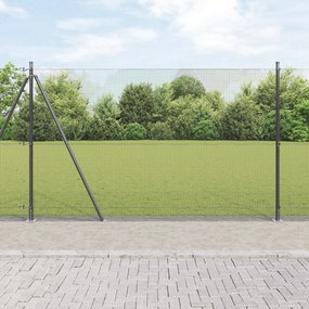 vidaXL Cerca de Fio Soldado com 13 Postes Flangados Cinza 1.5x50 m de Aço