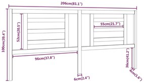 Cabeceira de cama 206x4x100 cm pinho maciço preto
