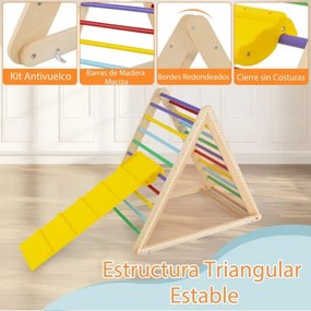 Escada triangular dobrável de madeira para crianças dos 6 meses aos 6 anos para a casa e o quarto das crianças 122 x 71 x 110 cm Multicolorido