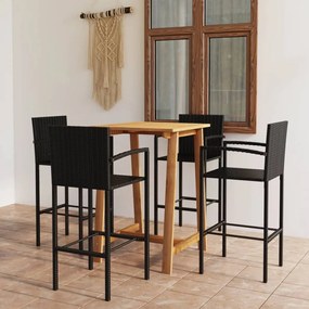 vidaXL 5 pcs conjunto de bar para jardim preto