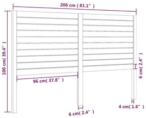 Cabeceira de cama 206x4x100 cm pinho maciço branco