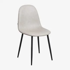 Pack De 2 Cadeiras De Jantar Glamm Preto & Couro Sintético Toupeira Claro & Pelé Sintética - Sklum