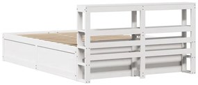 Estrutura de cama com cabeceira 160x200 cm pinho maciço branco