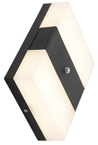 Candeeiro de parede exterior preto IP44 com LED e sensor crepuscular - Dualy