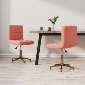 vidaXL Cadeiras de jantar giratórias 2 pcs veludo rosa