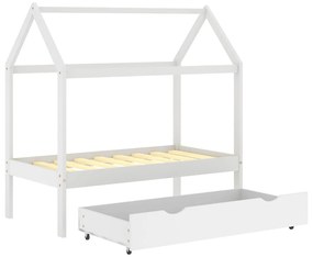 Cama para crianças c/ gaveta 70x140 cm pinho maciço branco