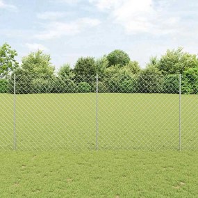 vidaXL Cerca de Cadeia de Ligação com 20 U Posts Prateada 1.4x10 m Aço