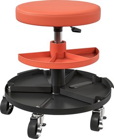 Banco de oficina com rodas, banco de mecânico com altura regulável de 40 a 51 cm, 2 prateleiras de 38 x 38 x 51 cm