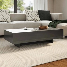 vidaXL Mesa de centro 115x55x31 cm MDF cinzento brilhante