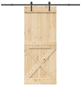 vidaXL Porta de correr com ferragens 95x210 cm madeira de pinho maciça
