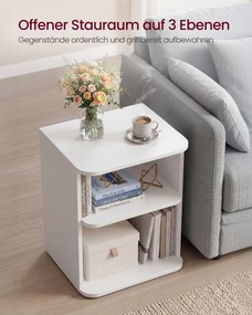Mesa de cabeçeira 30 x 35 x 45 cm montagem ultrarrápida, mesa auxiliar com 3 níveis Branca