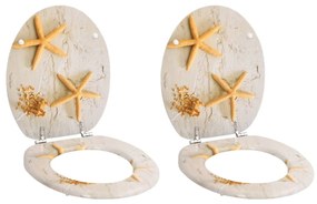 vidaXL Assentos de sanita com tampas 2 pcs MDF estrela-do-mar