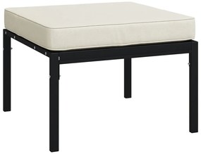 5 pcs conjunto lounge de jardim aço c/ almofadões areia