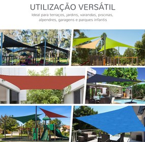 Outsunny Vela de Sombra Retangular 4x6 m Toldo Vela de HDPE com Anéis